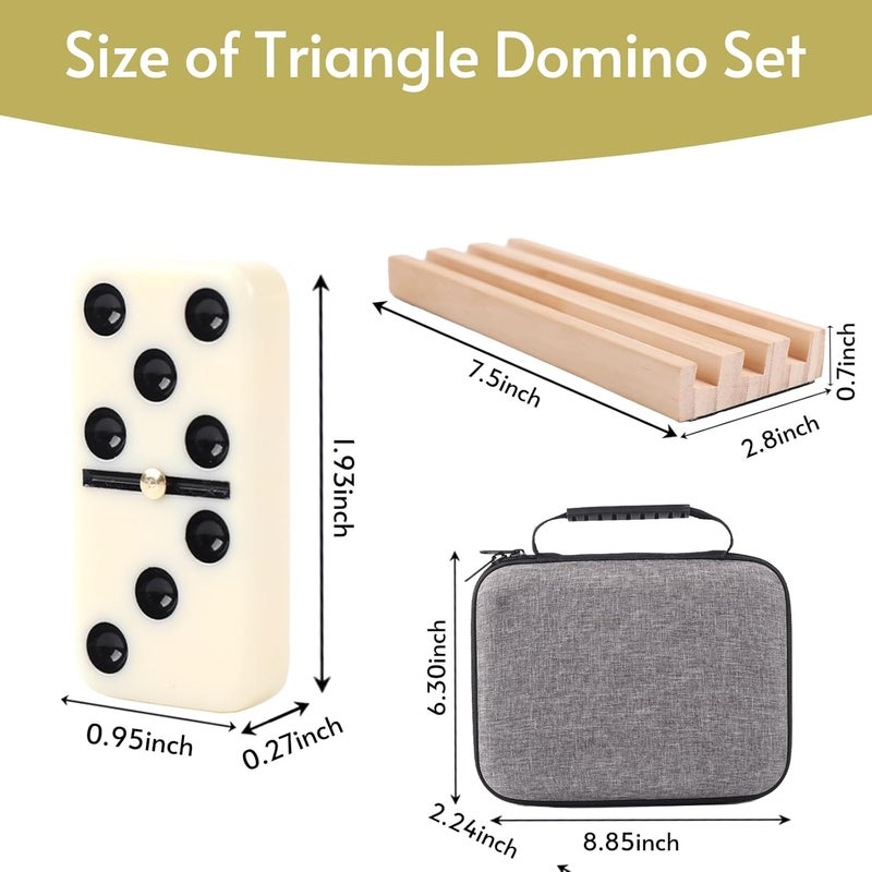 Doreimi Store Double 6 Dominos Set for Adults with 4 Wooden Racks & 28 Tiles Travel Dominoes Set Classic Board Game for Family Game Night - Image 5